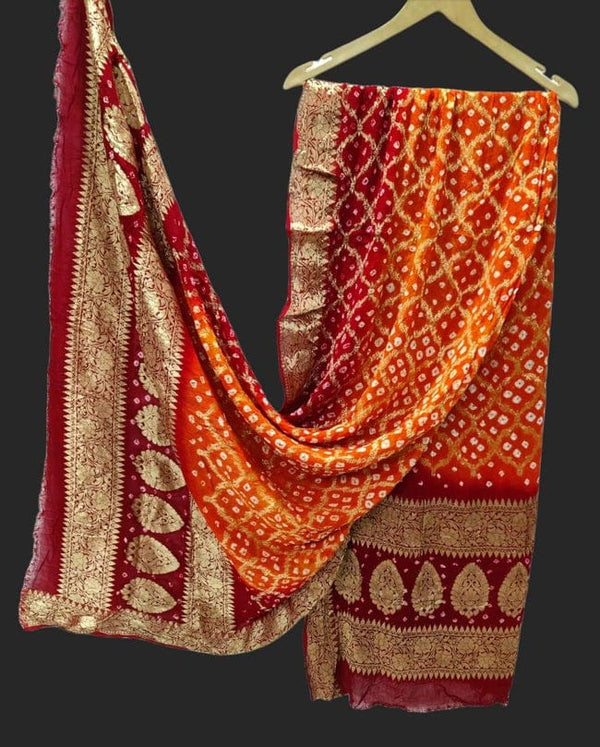 Orange Red Georgette Gharchola Dupattas - Leheriya