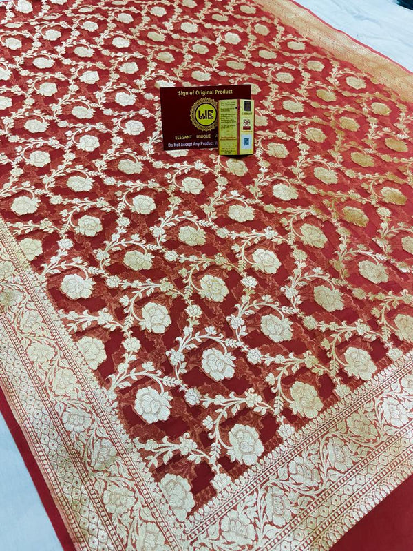 Original & Pure Georgette Silk Mark Certified Banarasi Dupattas - Leheriya