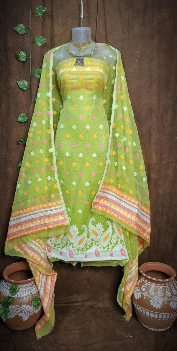 Original Woven Dhakai Jamdani 2 pc Salwar Suit - Leheriya