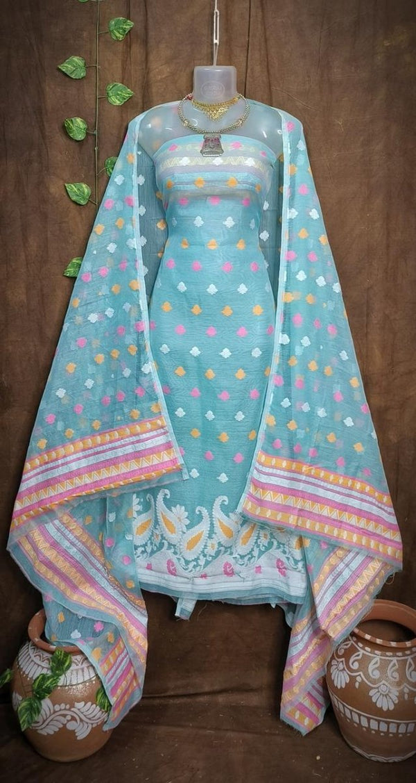 Original Woven Dhakai Jamdani 2 pc Salwar Suit - Leheriya