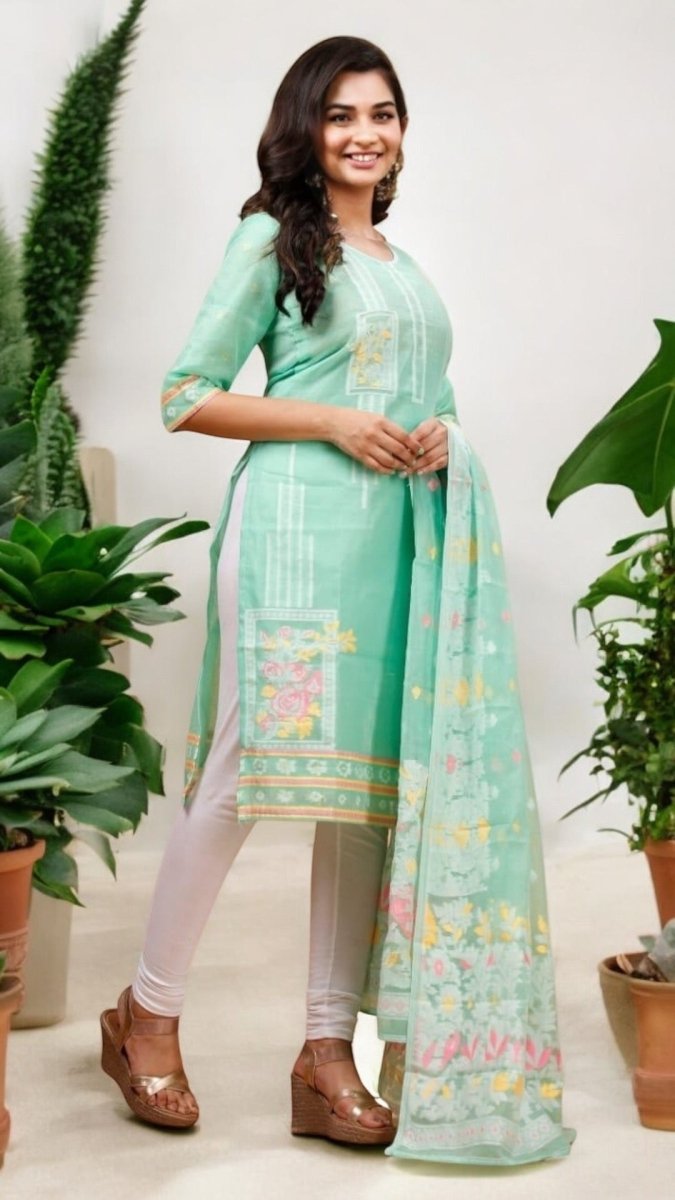 Original Woven Dhakai Jamdani 2 pc Salwar Suit - Leheriya