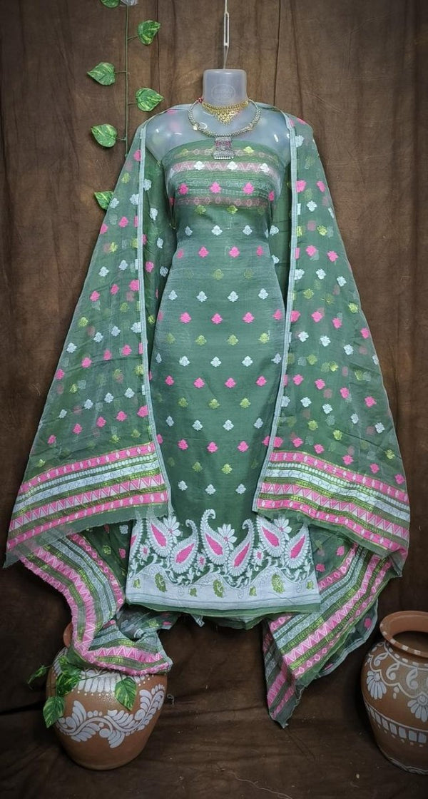 Original Woven Dhakai Jamdani 2 pc Salwar Suit - Leheriya