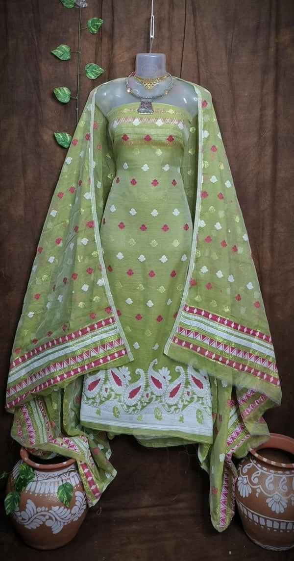 Original Woven Dhakai Jamdani 2 pc Salwar Suit - Leheriya