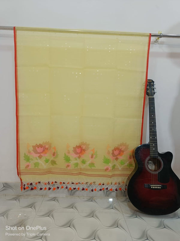 Original Woven Jaal Muslin Jamdani Dupatta - Leheriya