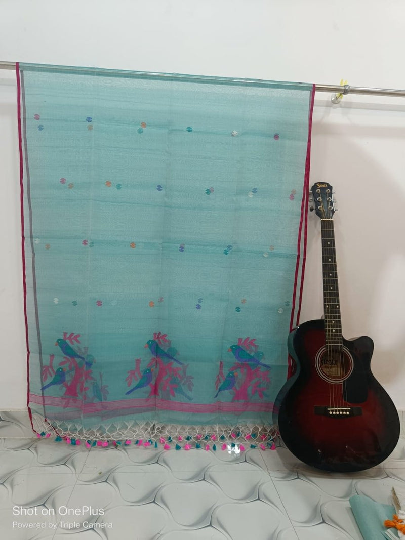 Original Woven Jaal Muslin Jamdani Dupatta - Leheriya