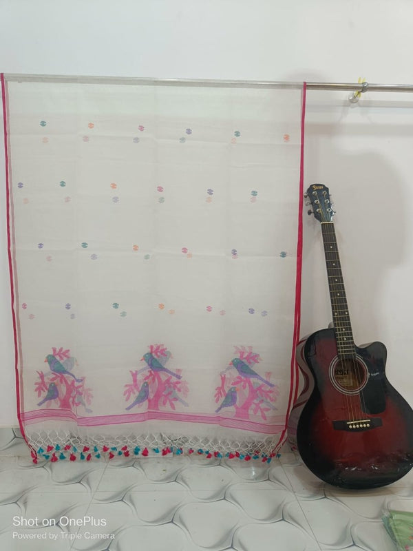 Original Woven Jaal Muslin Jamdani Dupatta - Leheriya