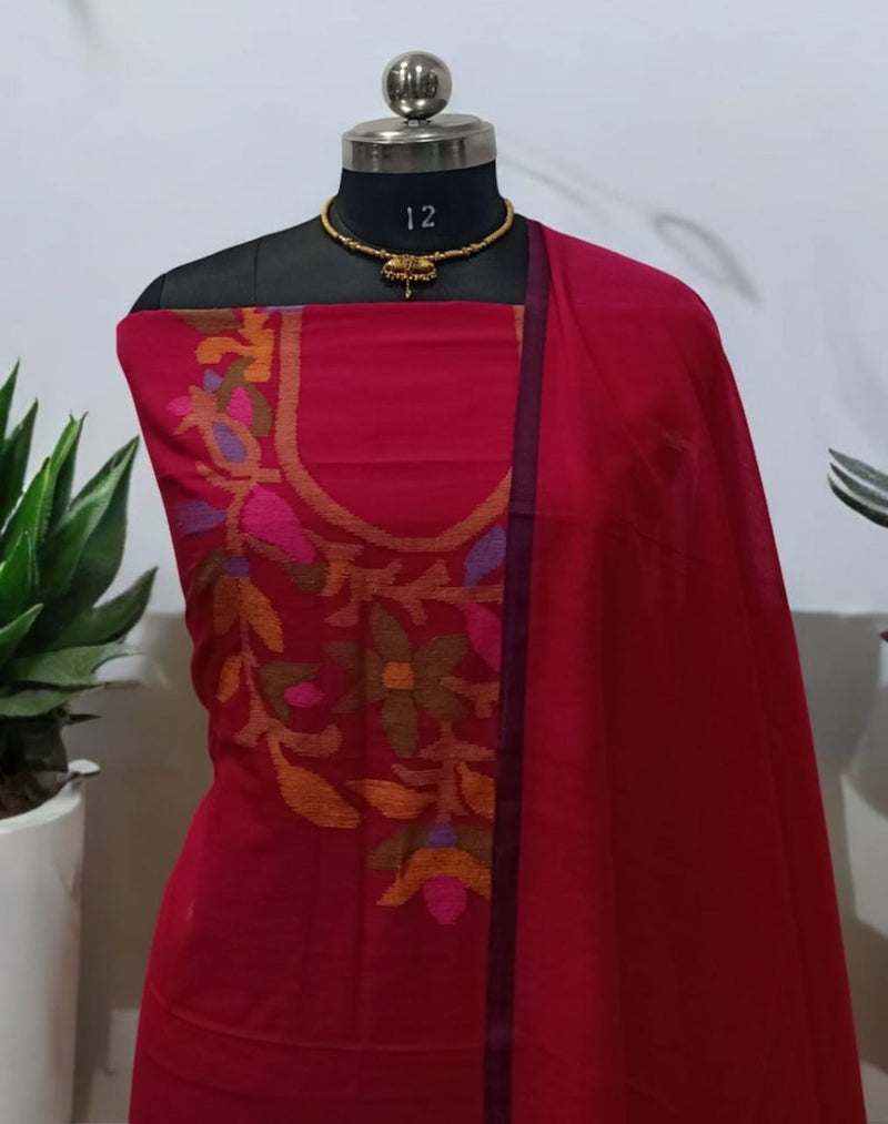 Original Woven Jaal Muslin Jamdani Kurta Dupatta Set - Leheriya