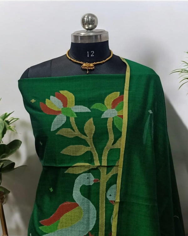 Original Woven Jaal Muslin Jamdani Kurta Dupatta Set - Leheriya