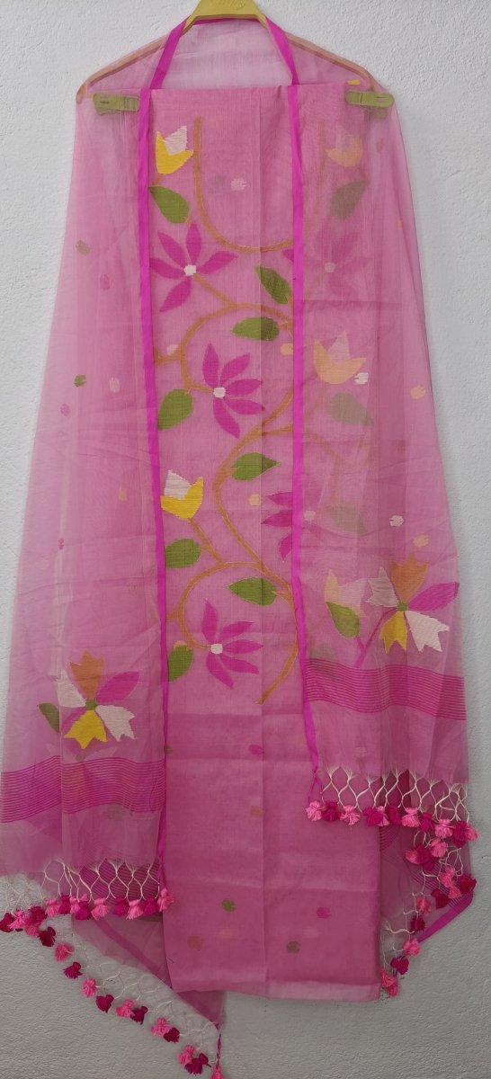 Original Woven Jaal Muslin Jamdani Kurta Dupatta Set - Leheriya