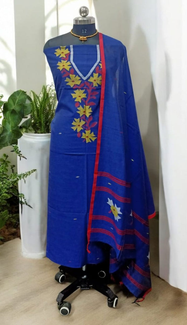 Original Woven Jaal Muslin Jamdani Kurta Dupatta Set - Leheriya