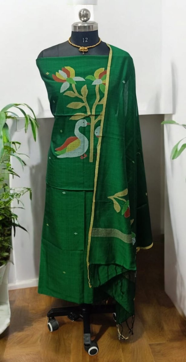 Original Woven Jaal Muslin Jamdani Kurta Dupatta Set - Leheriya