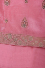 Pastel Pink Unstitched Salwar Suit with Chiffon Dupatta - Leheriya