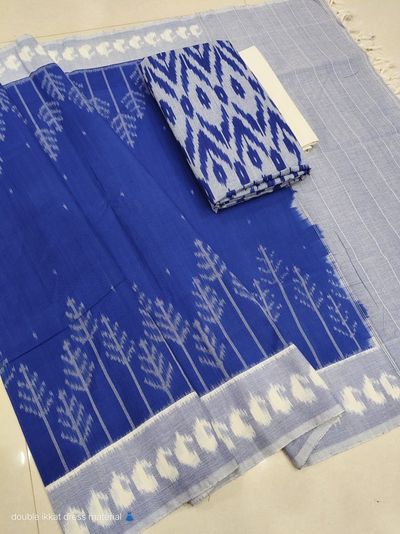 Pochampally Pure Cotton Double Ikat 3 pc Salwar Suit - Leheriya