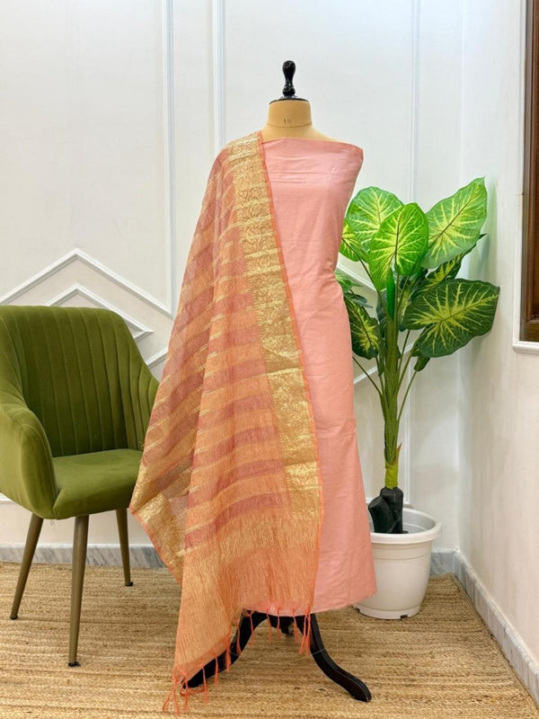 Premium Banarasi Silk 3 pc Unstitched Salwar Suit - Leheriya