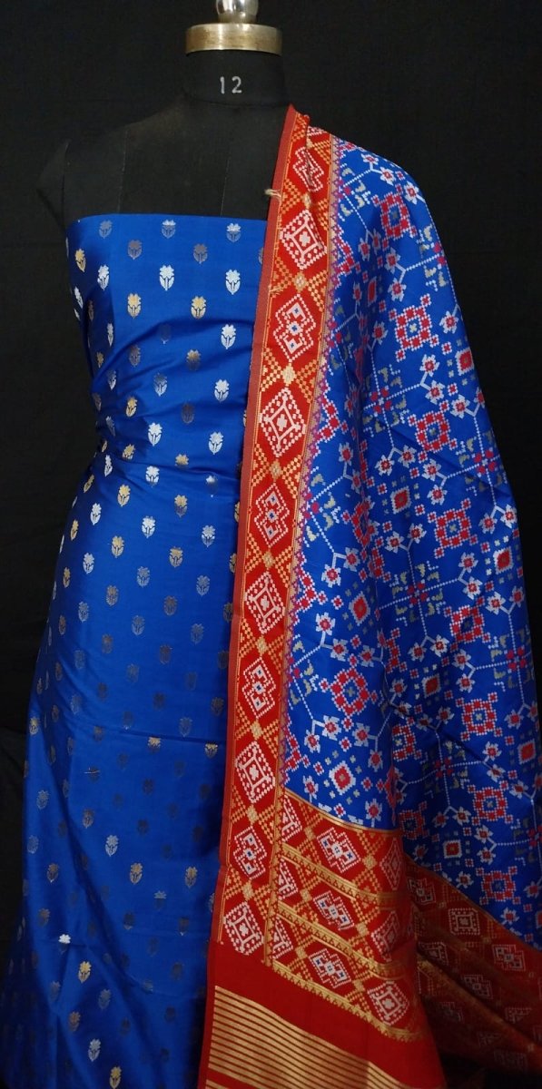 Premium Banarasi Silk Unstitched Salwar Suit - Leheriya