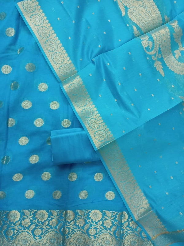 Premium Banarasi Silk Unstitched Salwar Suit - Leheriya