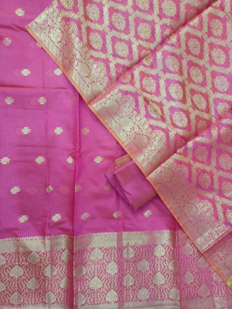 Premium Banarasi Silk Unstitched Salwar Suit - Leheriya