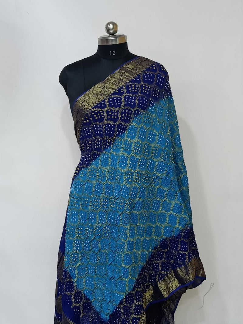 Premium Georgette Banarasi Bandhej Gharchola Dupatta - Leheriya