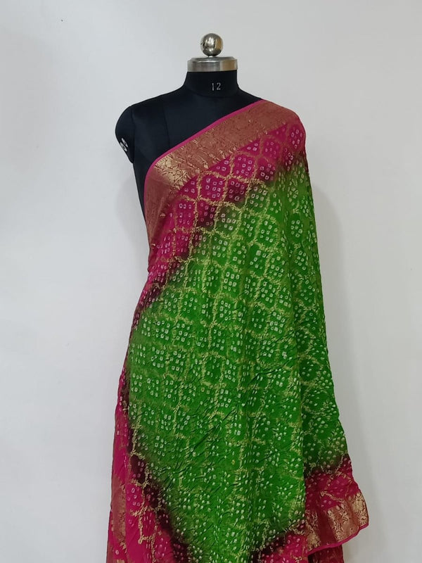 Premium Georgette Banarasi Bandhej Gharchola Dupatta - Leheriya