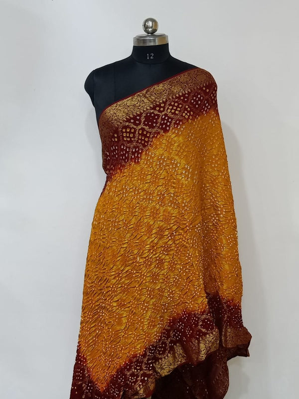 Premium Georgette Banarasi Bandhej Gharchola Dupatta - Leheriya