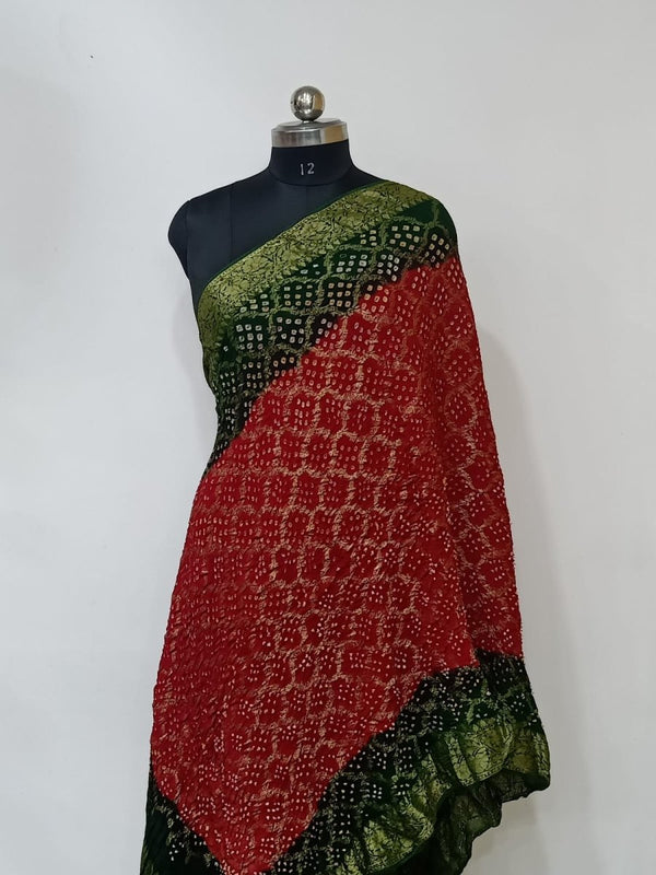 Premium Georgette Banarasi Bandhej Gharchola Dupatta - Leheriya