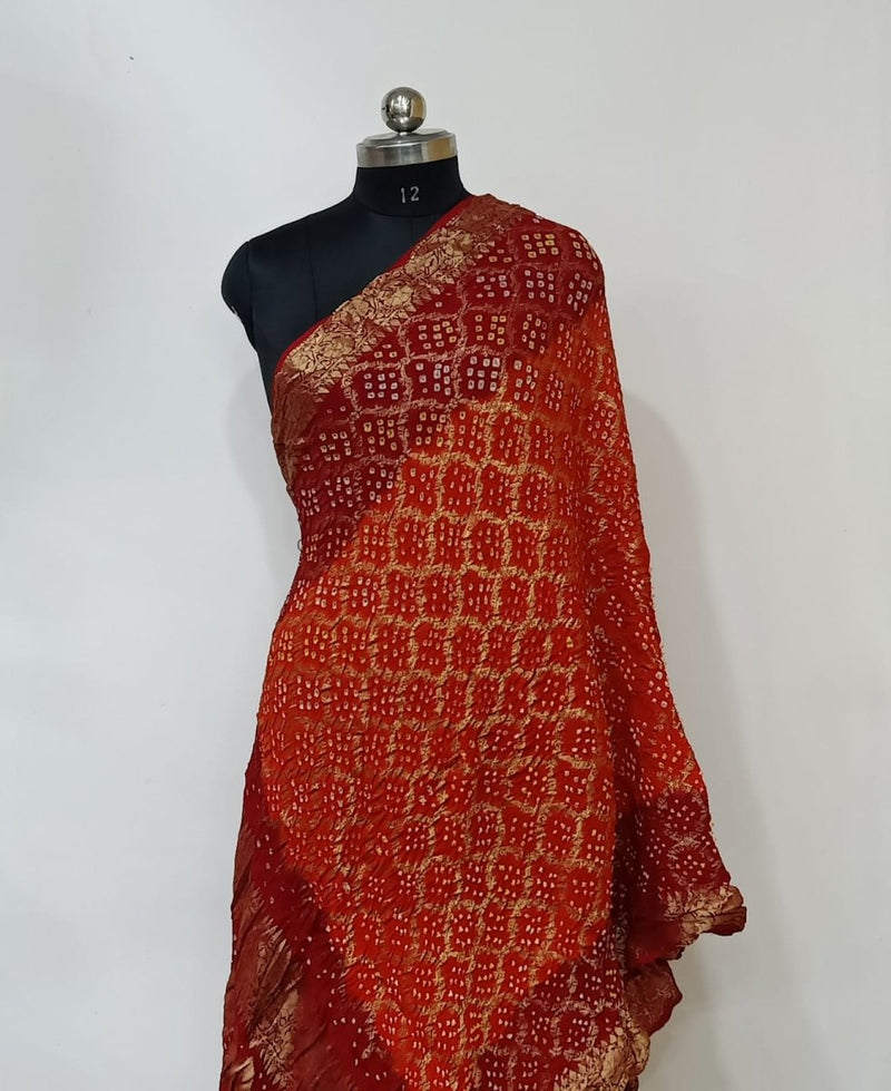 Premium Georgette Banarasi Bandhej Gharchola Dupatta - Leheriya