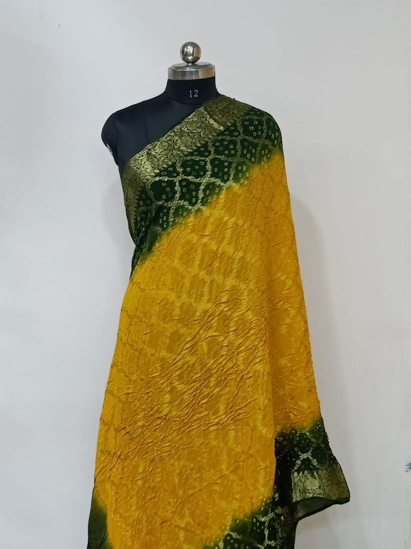 Premium Georgette Banarasi Bandhej Gharchola Dupatta - Leheriya