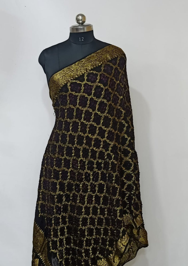 Premium Georgette Banarasi Bandhej Gharchola Dupatta - Leheriya