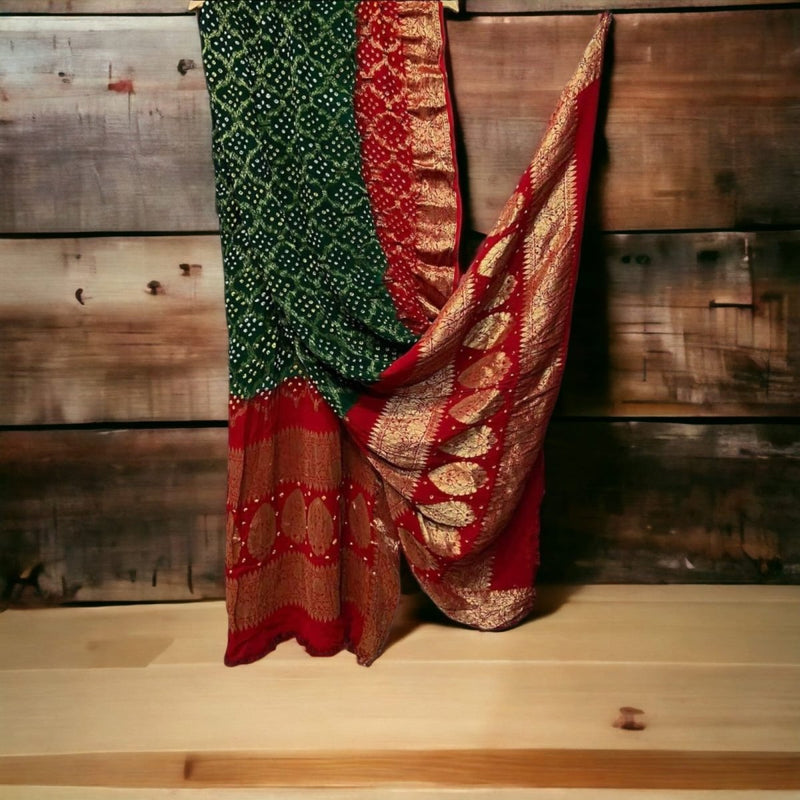 Premium Georgette Banarasi Bandhej Gharchola Dupatta - Leheriya