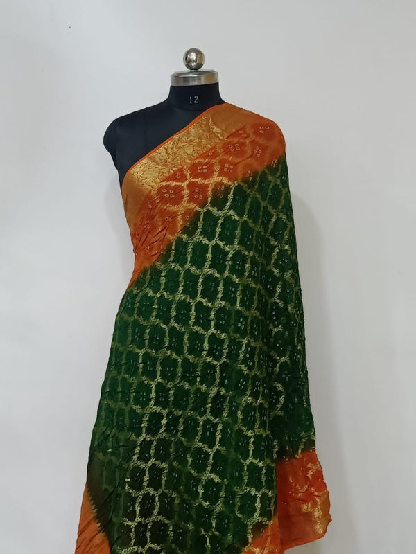 Premium Georgette Banarasi Bandhej Gharchola Dupatta - Leheriya