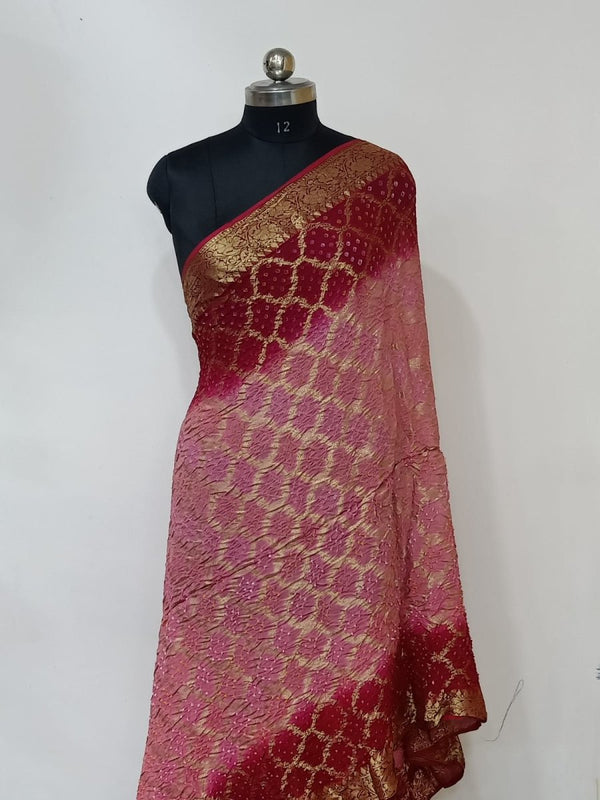 Premium Georgette Banarasi Bandhej Gharchola Dupatta - Leheriya