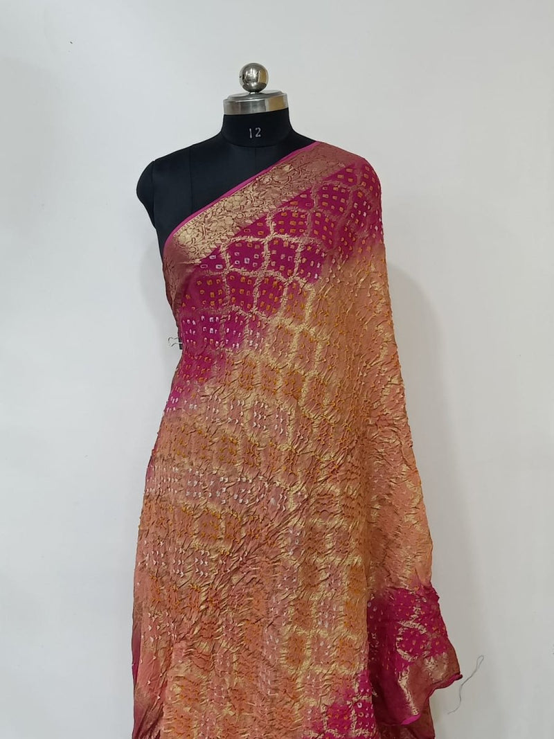 Premium Georgette Banarasi Bandhej Gharchola Dupatta - Leheriya