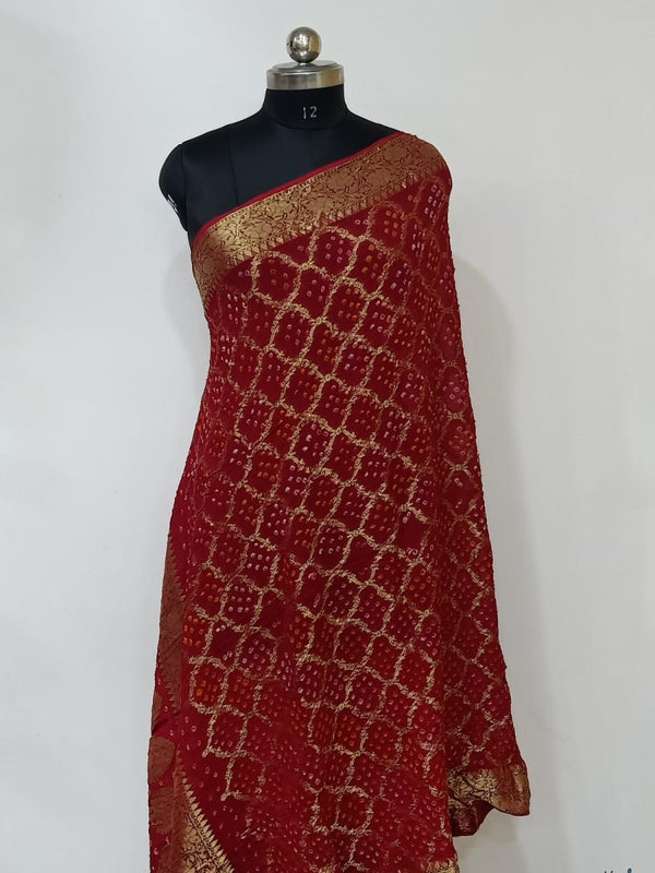 Premium Georgette Banarasi Bandhej Gharchola Dupatta - Leheriya