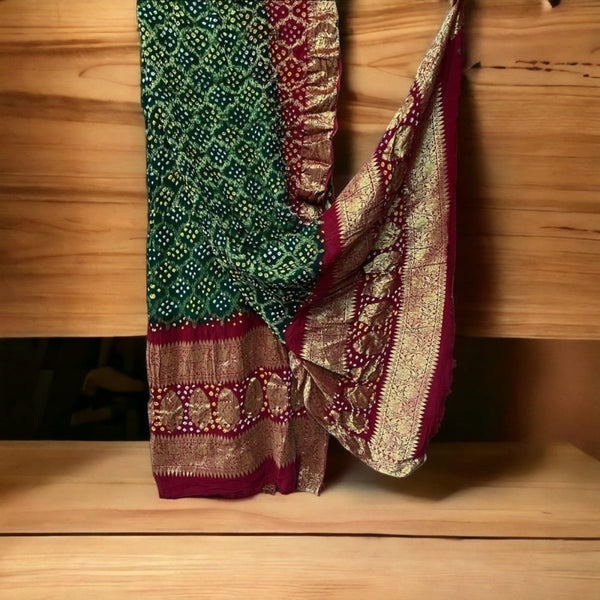 Premium Georgette Banarasi Bandhej Gharchola Dupatta - Leheriya