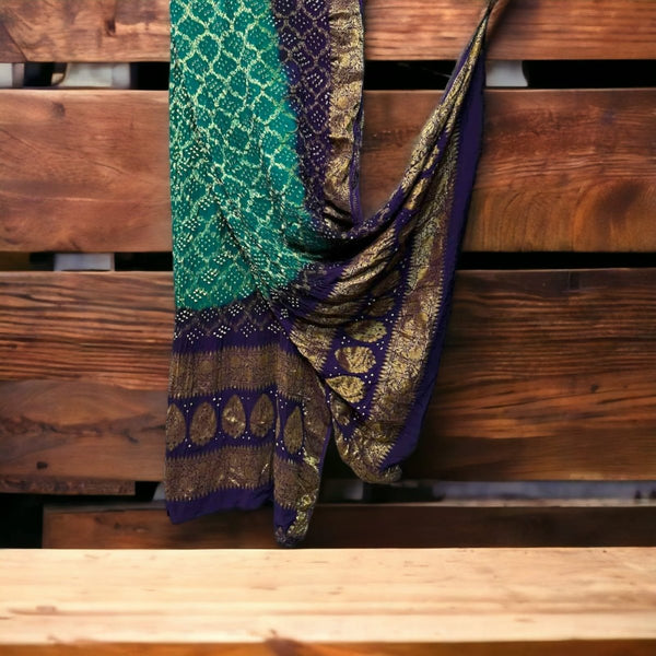 Premium Georgette Banarasi Bandhej Gharchola Dupatta - Leheriya