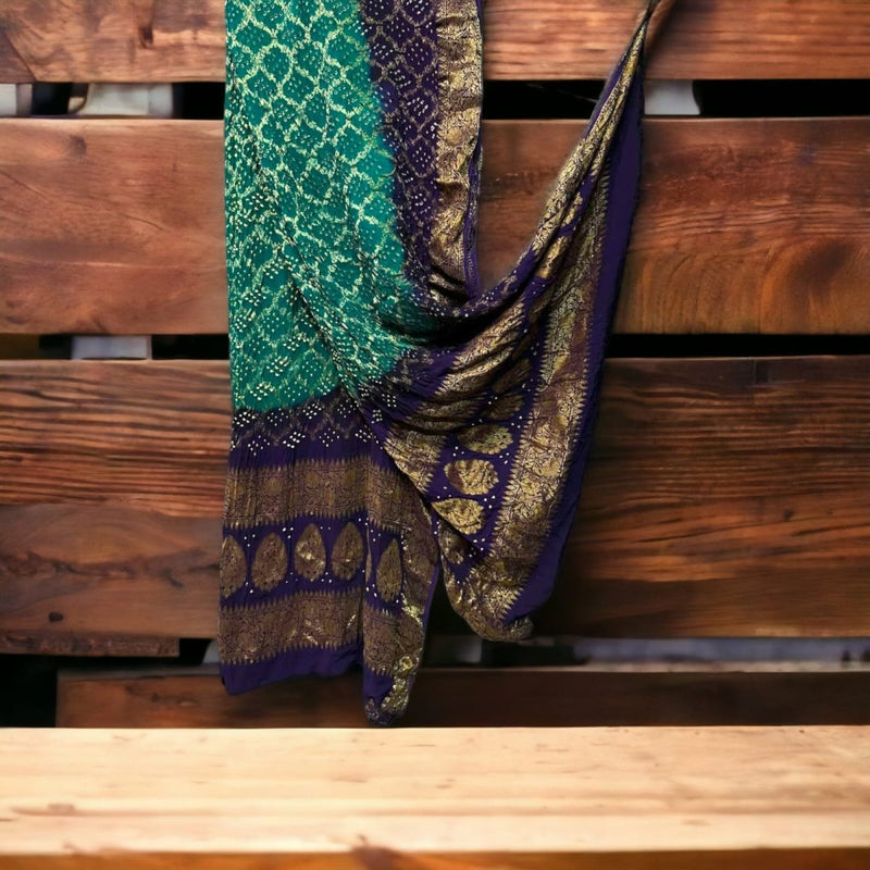 Premium Georgette Banarasi Bandhej Gharchola Dupatta - Leheriya