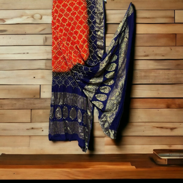 Premium Georgette Banarasi Bandhej Gharchola Dupatta - Leheriya