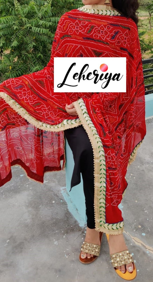 Premium Georgette Banarasi Bandhej Gharchola Dupattas - Leheriya