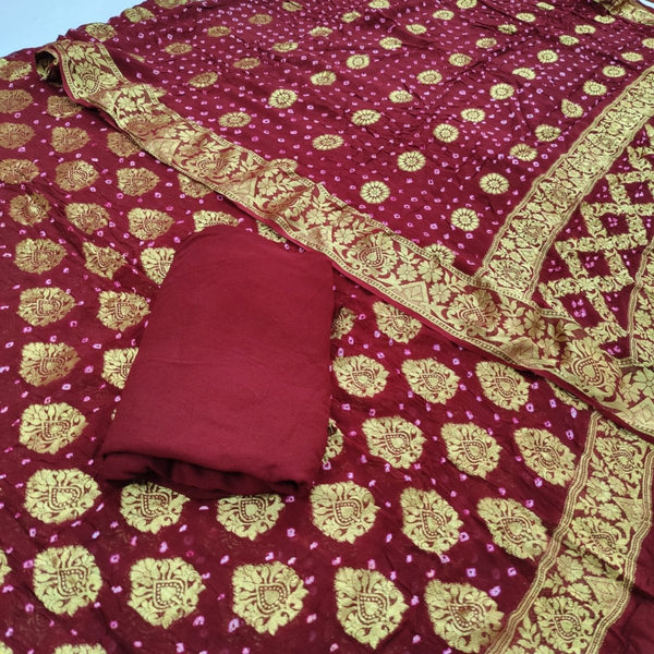 Premium Georgette Banarasi Bandhej Gharchola Dupattas - Leheriya