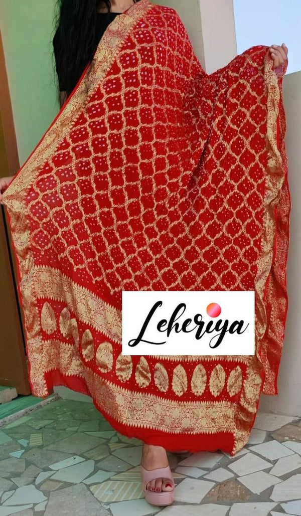 Premium Georgette Banarasi Bandhej Gharchola Dupattas - Leheriya