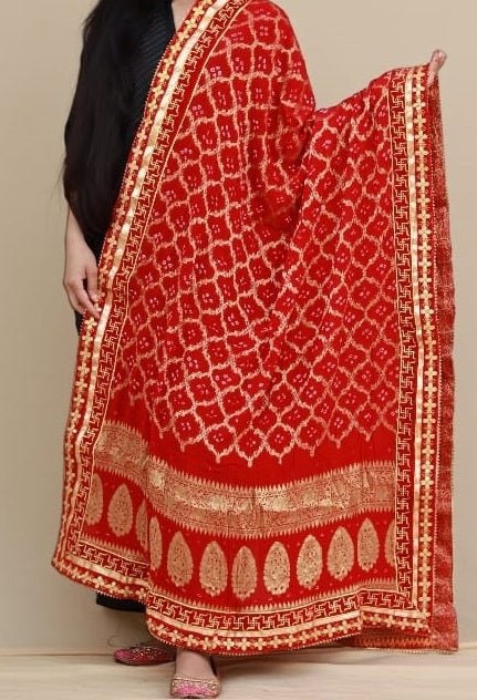 Premium Georgette Banarasi Bandhej Gharchola Dupattas - Leheriya