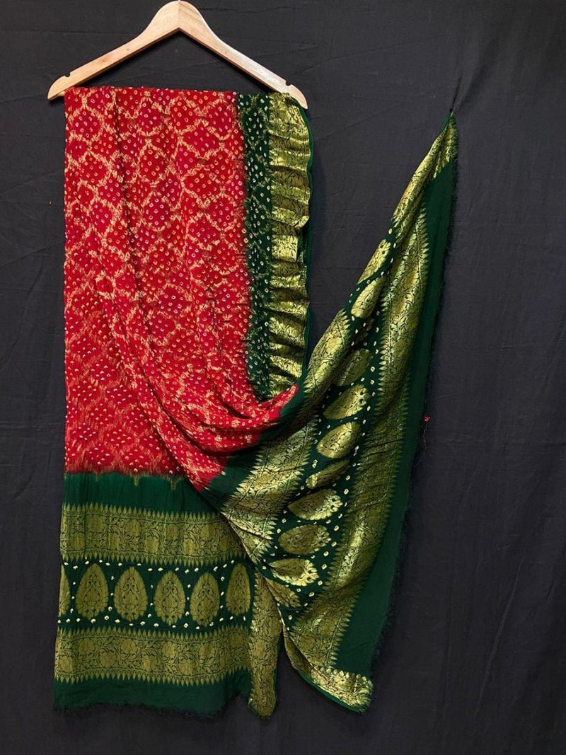 Premium Georgette Banarasi Bandhej Gharchola Dupattas - Leheriya