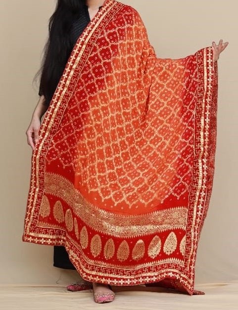 Premium Georgette Banarasi Bandhej Gharchola Dupattas - Leheriya