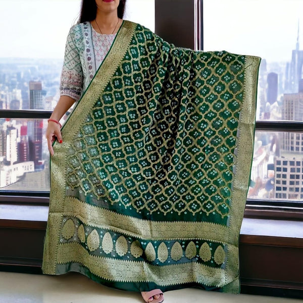 Premium Georgette Banarasi Bandhej Gharchola Dupattas - Leheriya