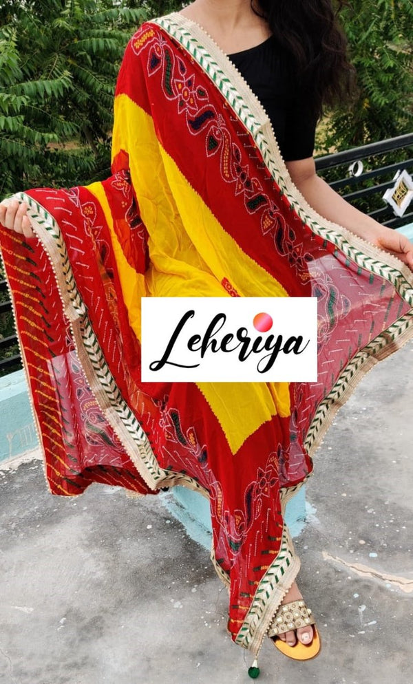 Premium Georgette Banarasi Bandhej Gharchola Dupattas - Leheriya