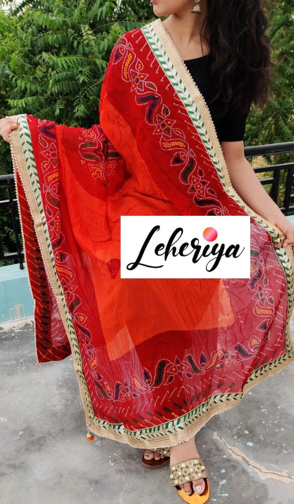 Premium Georgette Banarasi Bandhej Gharchola Dupattas - Leheriya