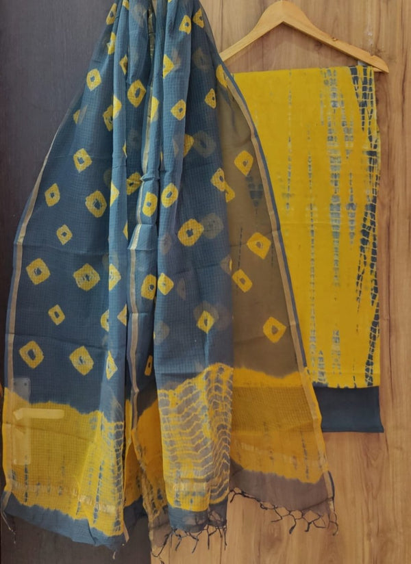 Premium Hand Block Print Pure Cotton Suit With Pure Cotton Kota Doria Dupatta - Leheriya