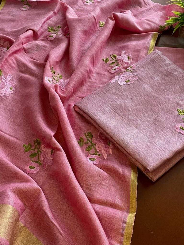 Premium Quality Bhagalpuri Cotton Salwar Suit with Resham Work - Leheriya