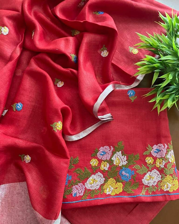 Premium Quality Bhagalpuri Cotton Salwar Suit with Resham Work - Leheriya