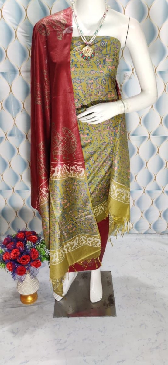 Premium Quality Cotton Silk Block Printed Salwar Suit - Leheriya